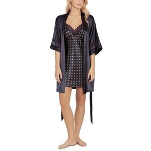 Linea Donatella Womens Satin Nightgown Wrap Size S